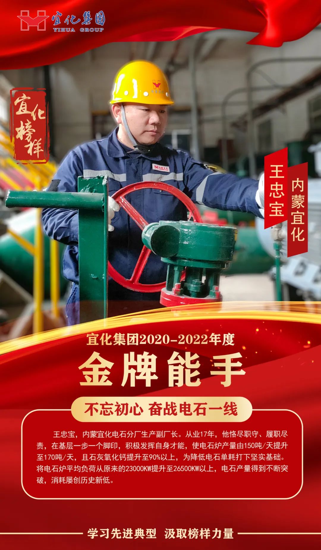 【宜化榜樣】金牌能手王忠寶：不忘初心，奮戰(zhàn)電石一線