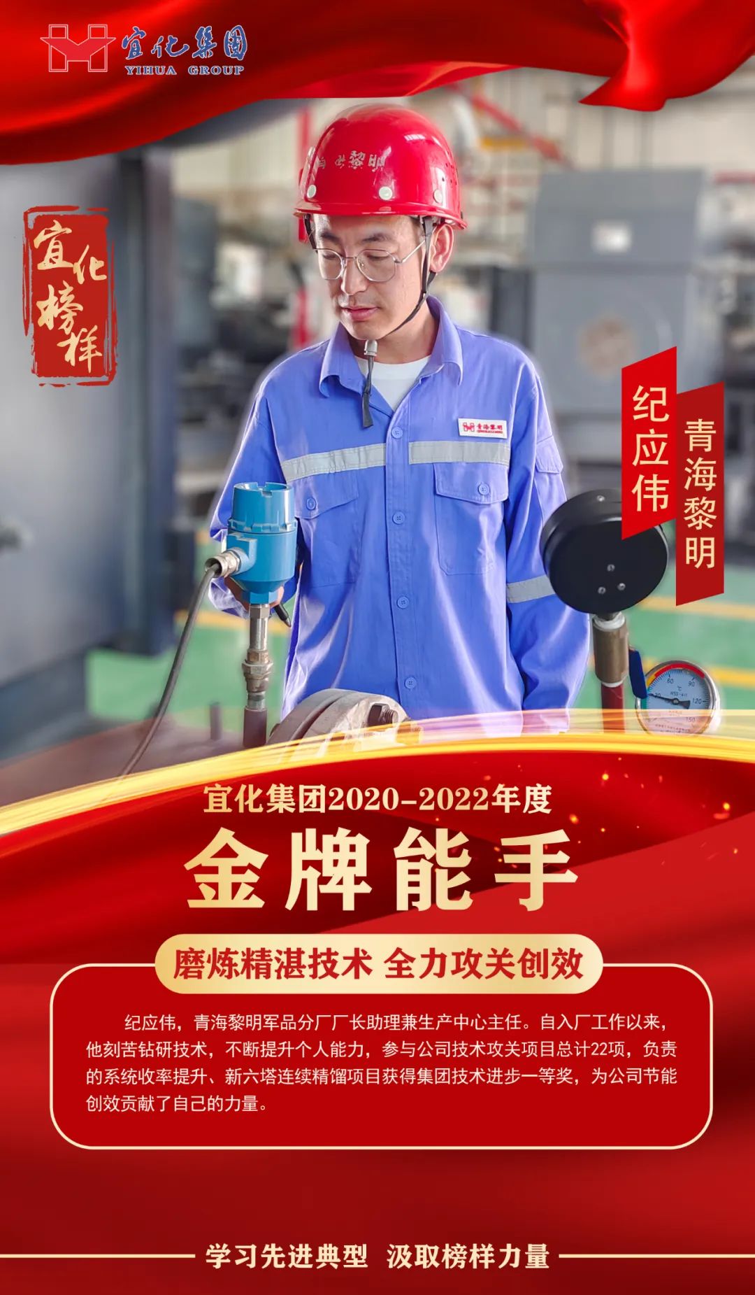 【宜化榜樣】金牌能手紀(jì)應(yīng)偉：磨煉精湛技術(shù)，全力攻關(guān)創(chuàng)效