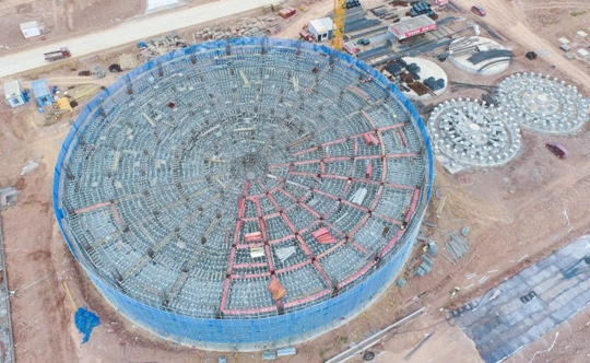 邦普宜化項目標(biāo)志性建筑“鳥巢”初具雛形！